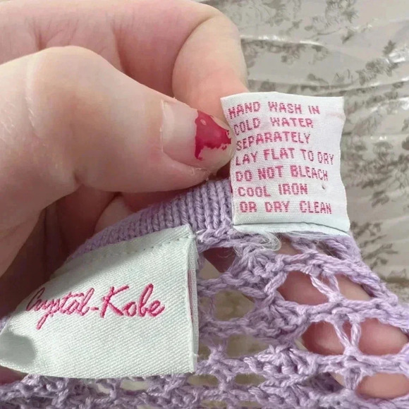 y2k Vintage Crystal Kole Purple Loose Knit Cardigan Women's Size M - Picture 6 of 6